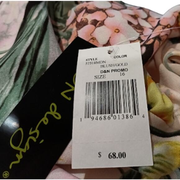 New DN Design Floral Print Dress with Ruffle Surplice Collar Size 16 - Picture 3 of 5